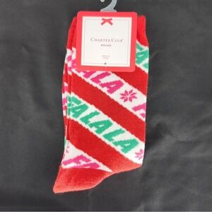 Charter Club NWT Womens FaLaLa Socks Size 9-11 Red Green Holiday Christmas 2023